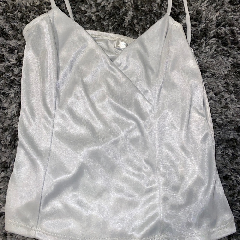 Baby blue silky tank top